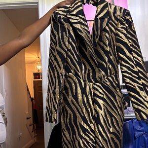 ASOS Black and Gold Zebra Print Blazer